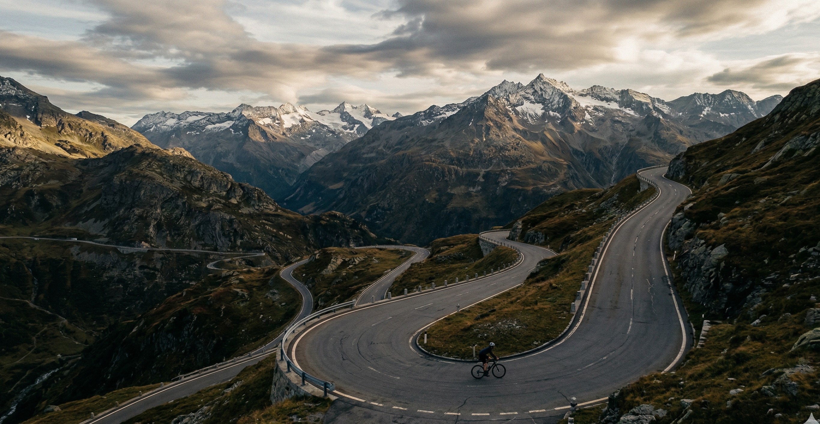 Cyclist on a Swiss alpine pass